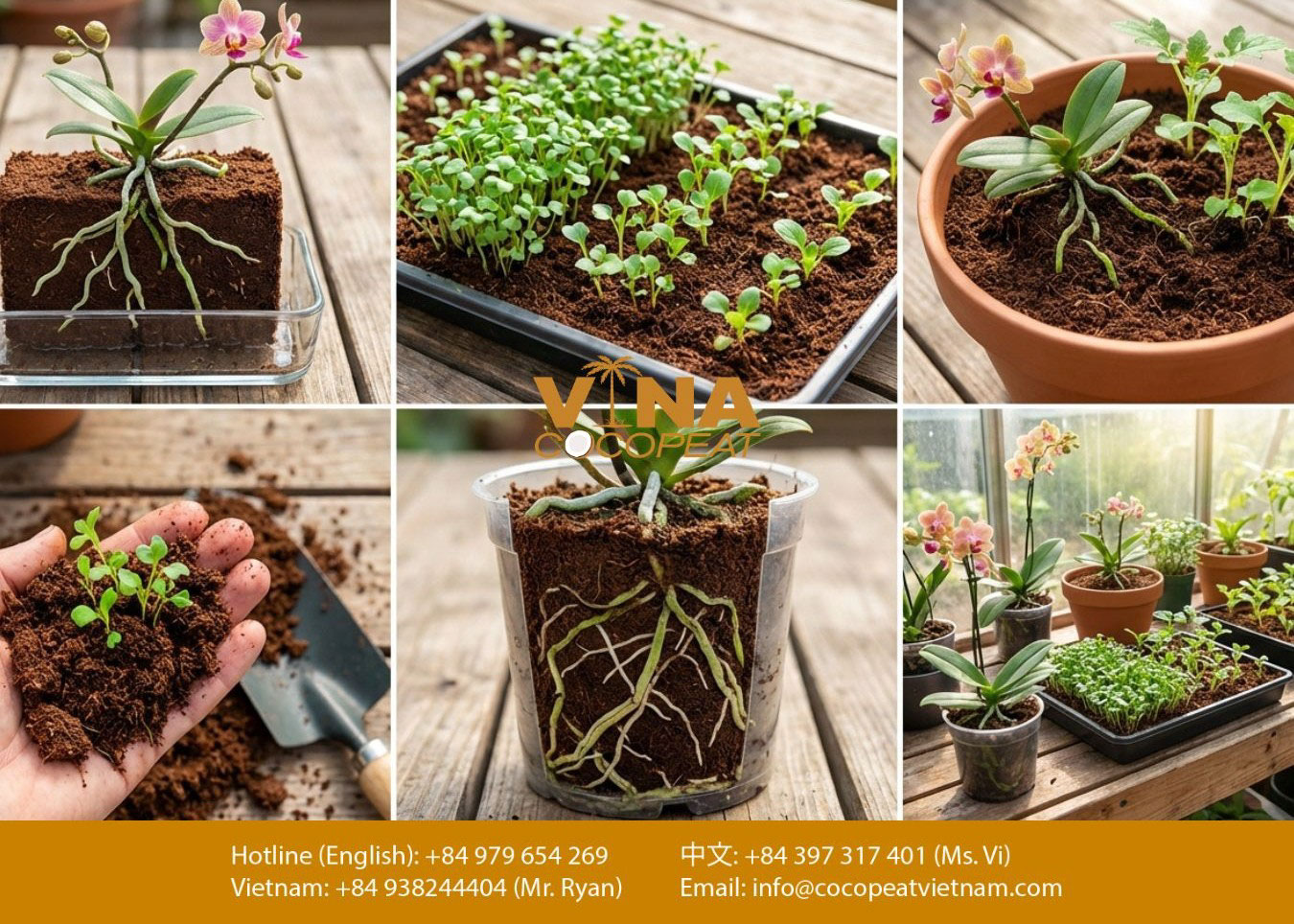 Ứng dụng mụn dừa trồng hoa lan rau mầm và cây trồng trong chậu