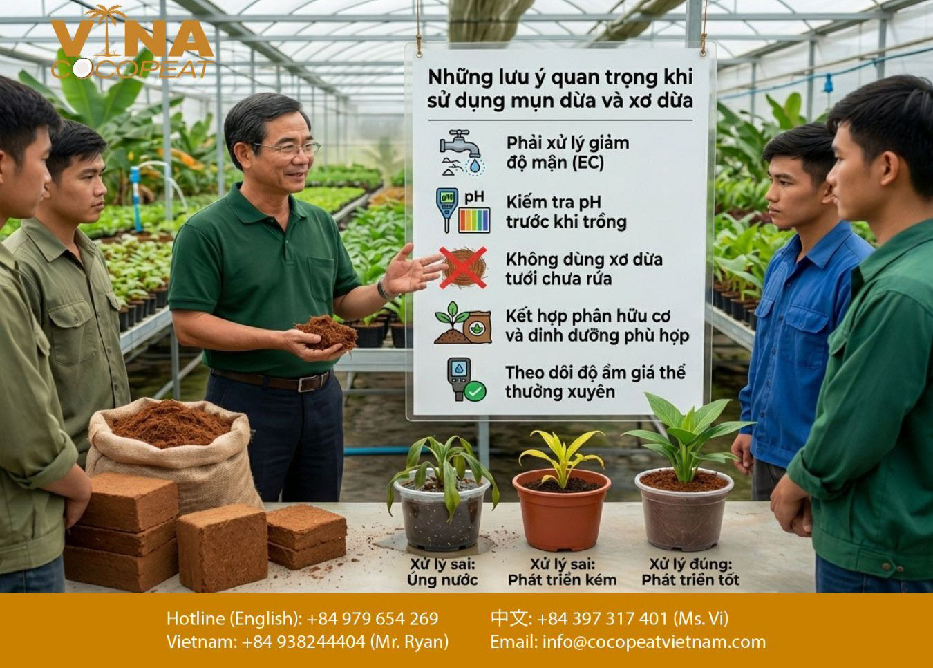 những lưu ý quan trọng khi sử dụng mụn dừa và xơ dừa làm giá thể trồng cây