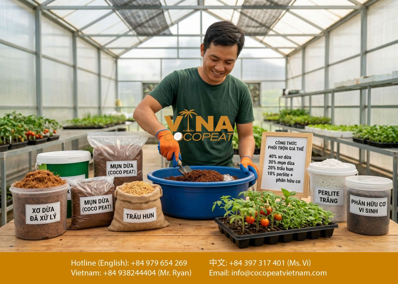 công thức phối trộn giá thể mụn dừa xơ dừa trấu hun perlite trồng cây