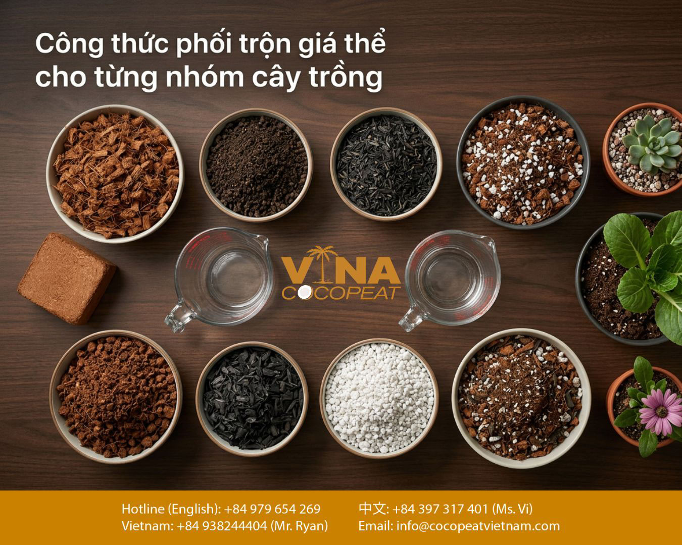 công thức phối trộn giá thể trồng cây từ mụn dừa, perlite và trấu hun
