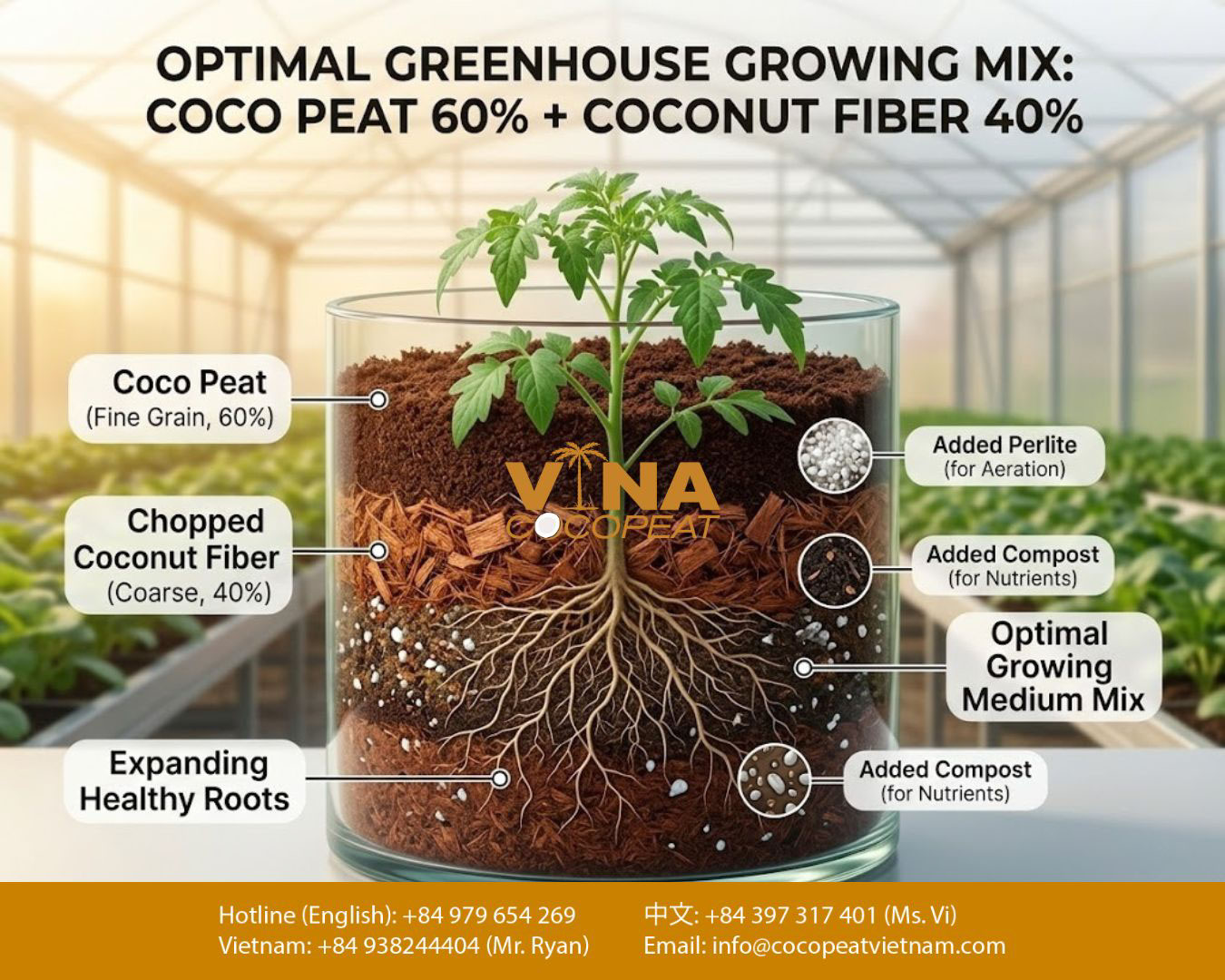 cách phối trộn mụn dừa và xơ dừa làm giá thể trồng cây với perlite và compost