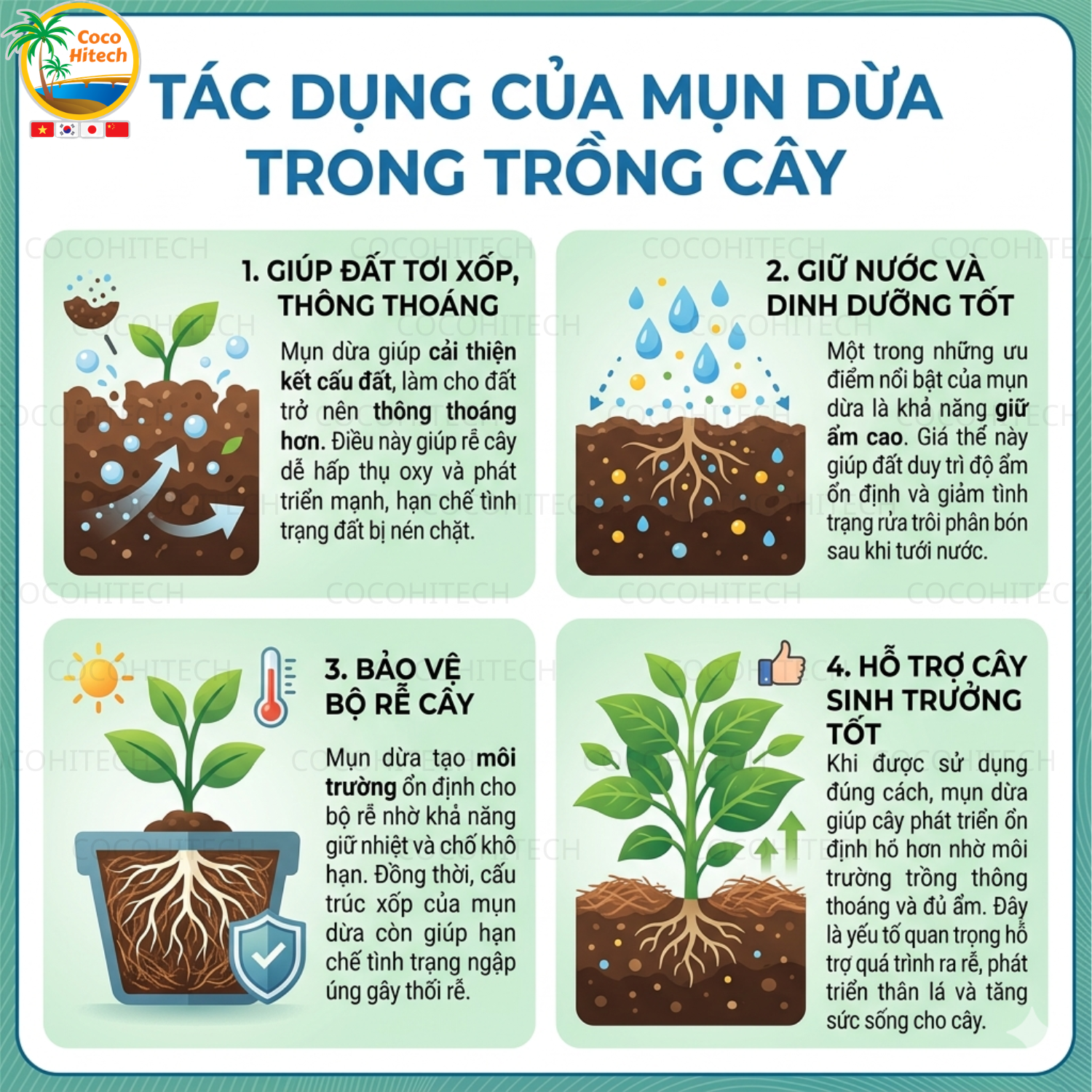 Tác dụng của mụn dừa trong trồng cây