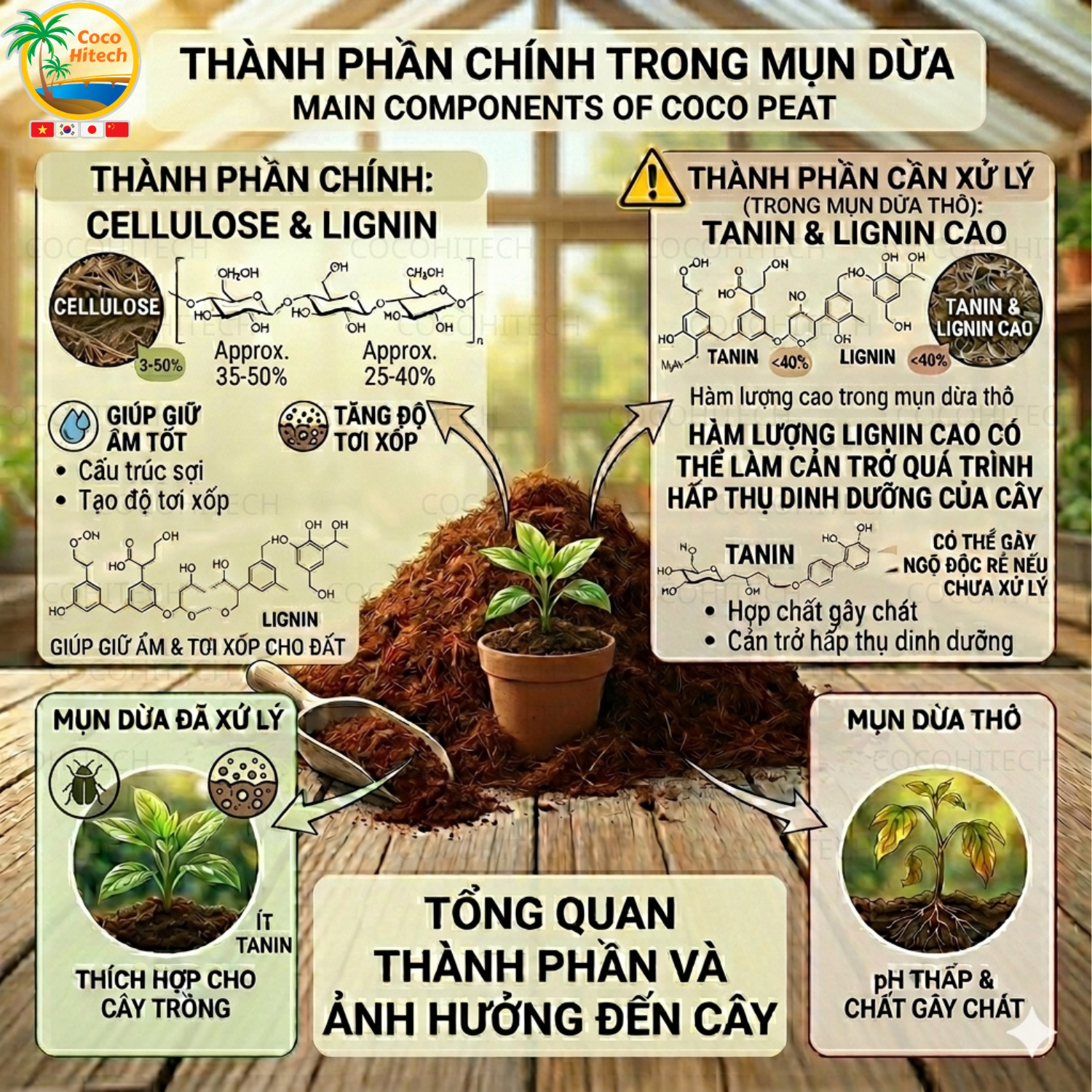 Thành phần chính trong mụn dừa