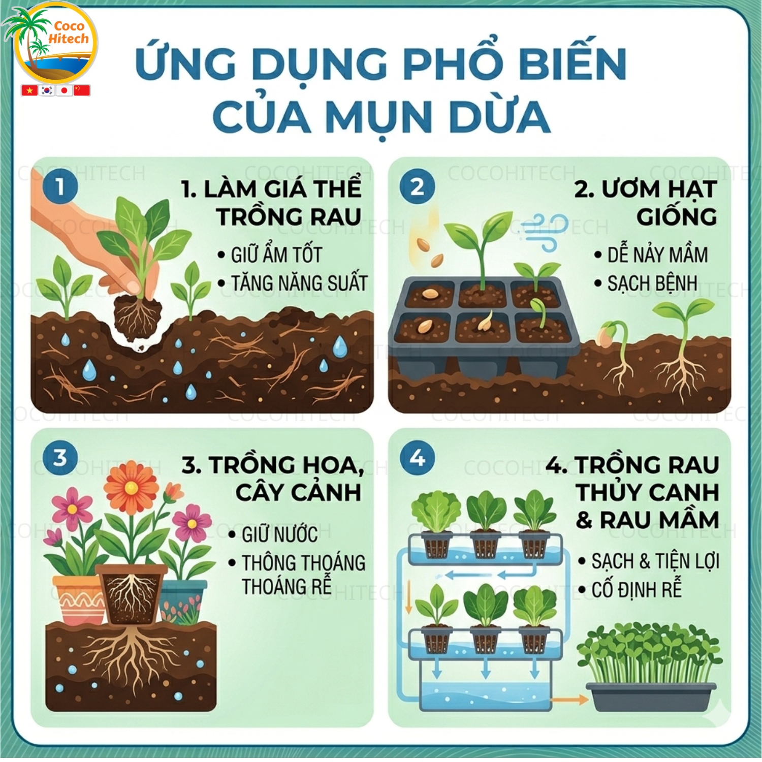 Ứng dụng phổ biến của mụn dừa