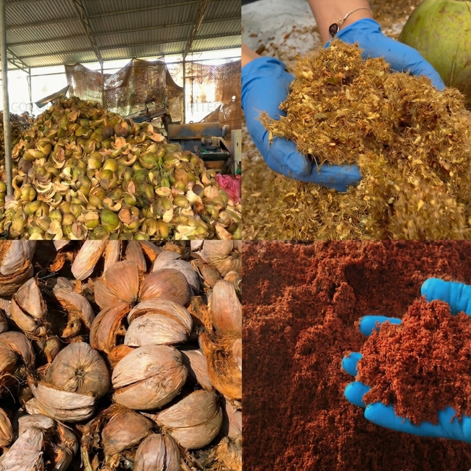 Mụn dừa từ vỏ dừa khô và vỏ dừa tươi