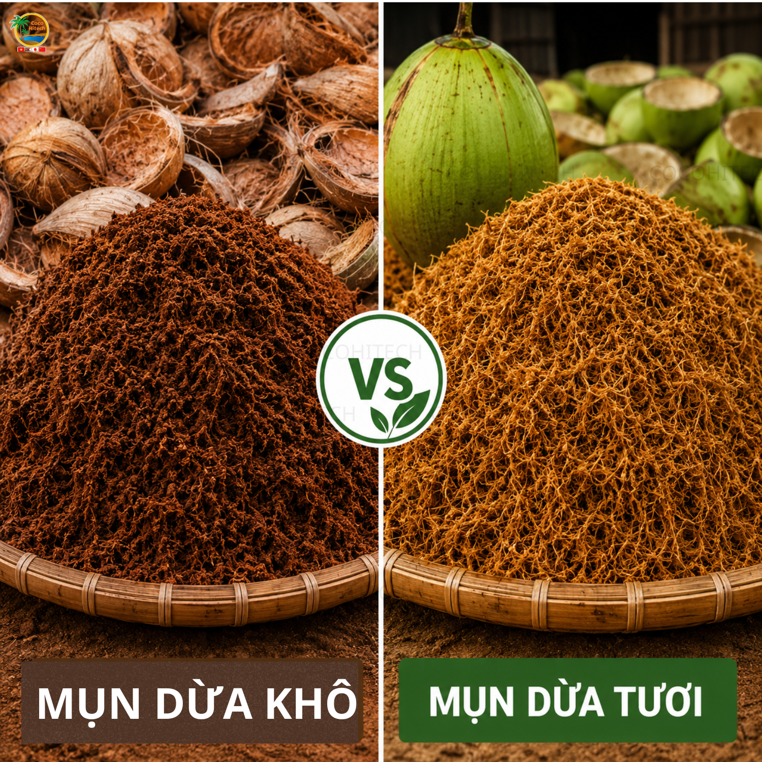 mụn dừa khô và mụn dừa tươi