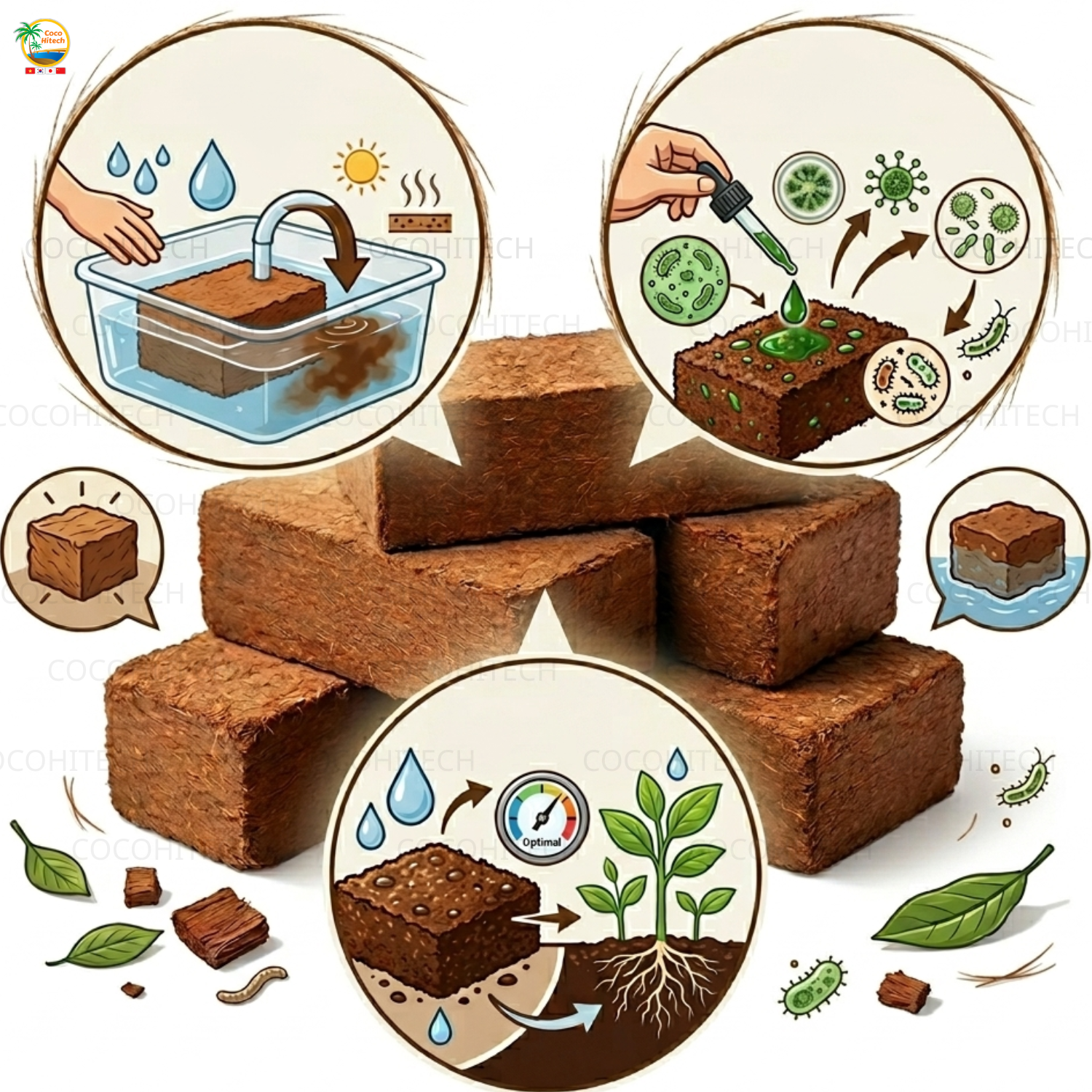 Lưu ý khi sử dụng viên nén xơ dừa chưa xử lý
