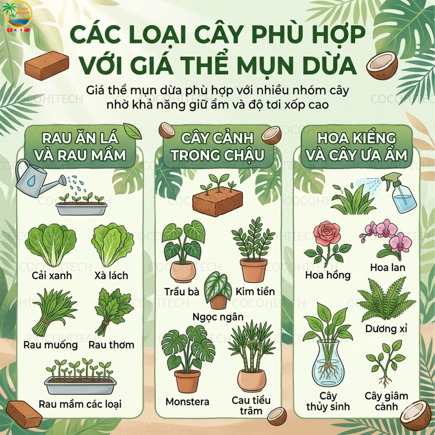 Các Loại Cây Phù Hợp Với Giá Thể Mụn Dừa