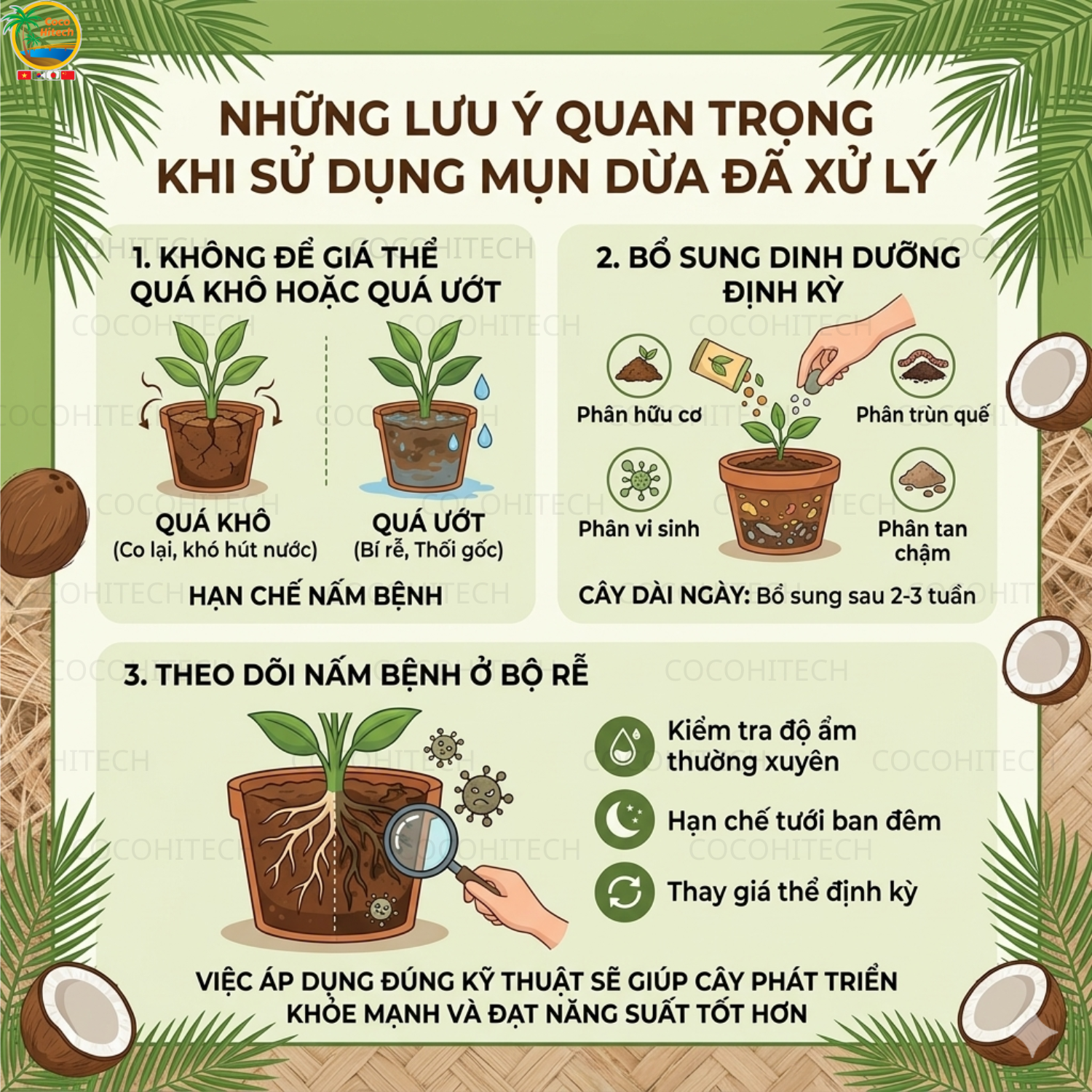 Những Lưu Ý Quan Trọng Khi Sử Dụng Mụn Dừa Đã Xử Lý