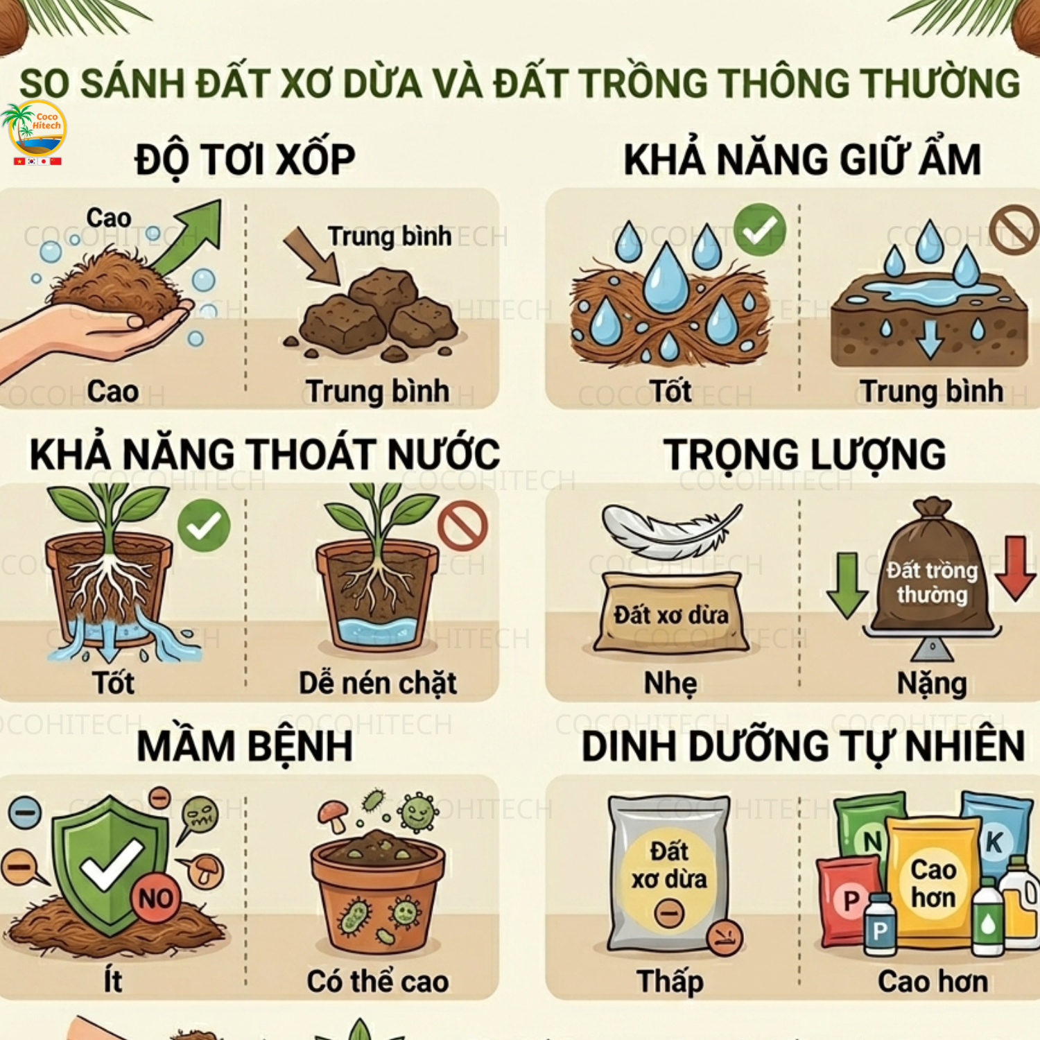 So Sánh Đất Xơ Dừa Và Đất Trồng Thông Thường