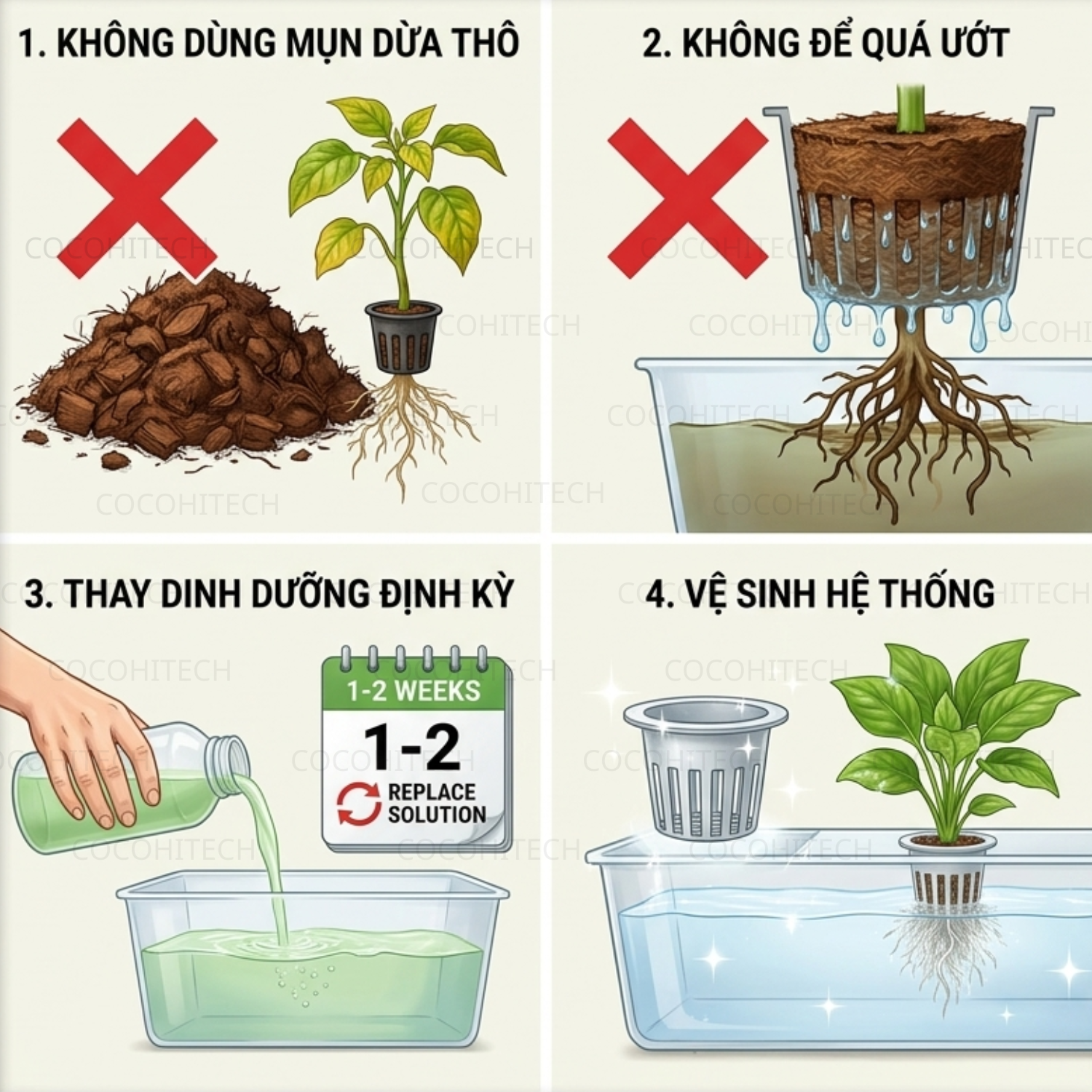 Lưu Ý Khi Trồng Rau Thủy Canh Bằng Mụn Dừa