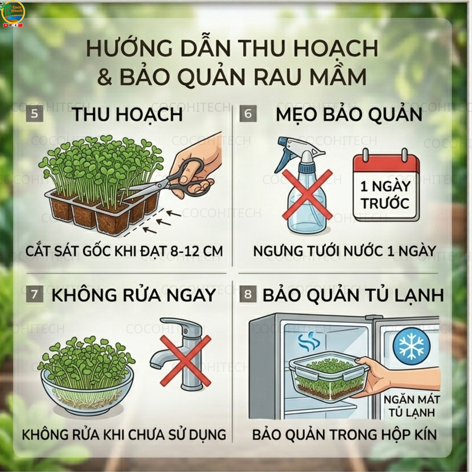Thu Hoạch & Bảo Quản Rau Mầm