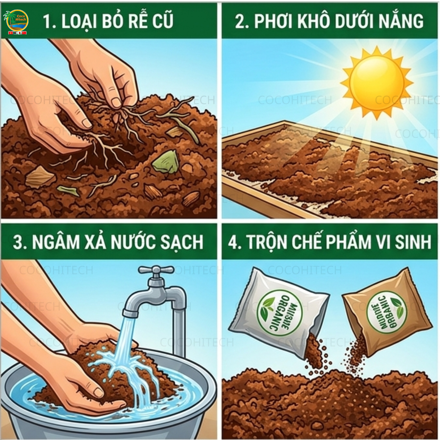 Cách tái sử dụng mụn dừa