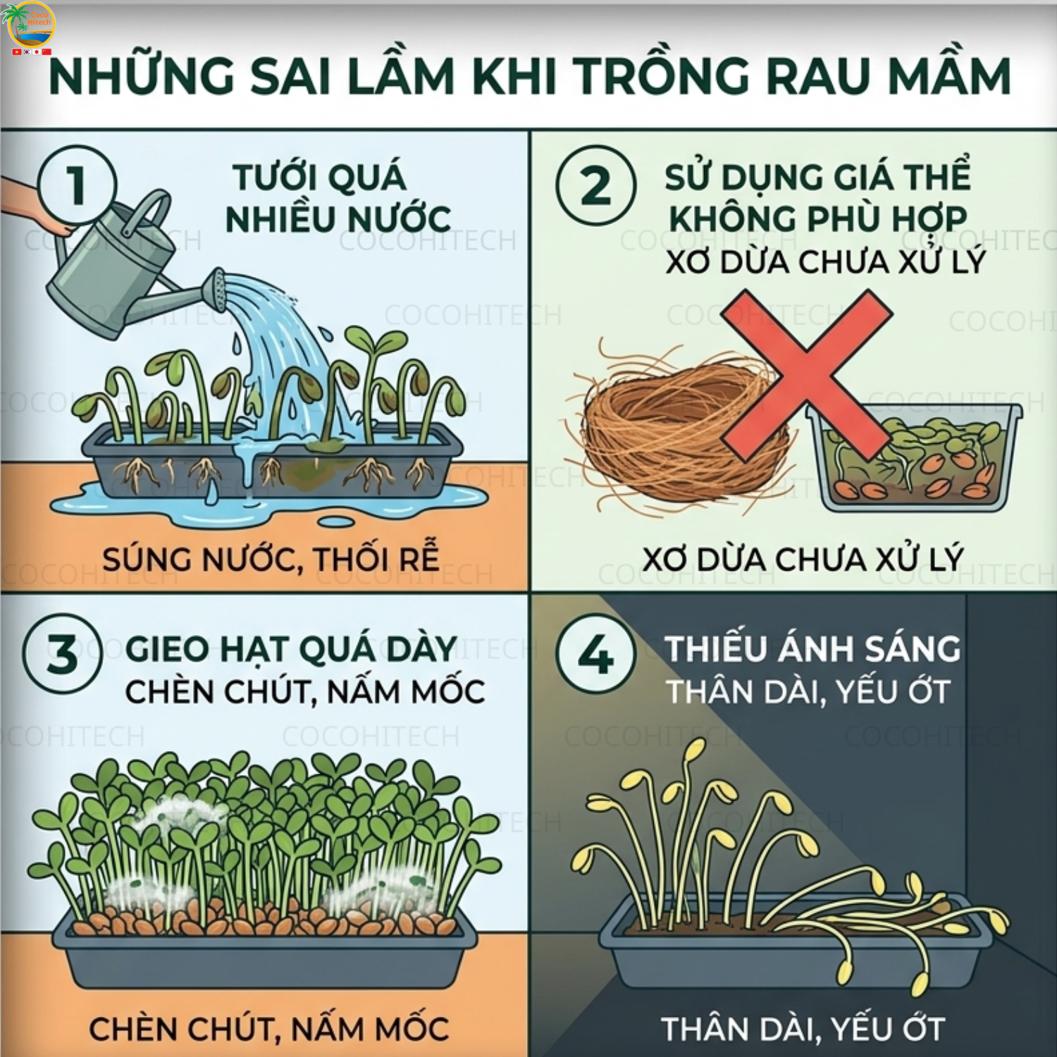 Những sai lầm thường gặp khi trồng rau mầm
