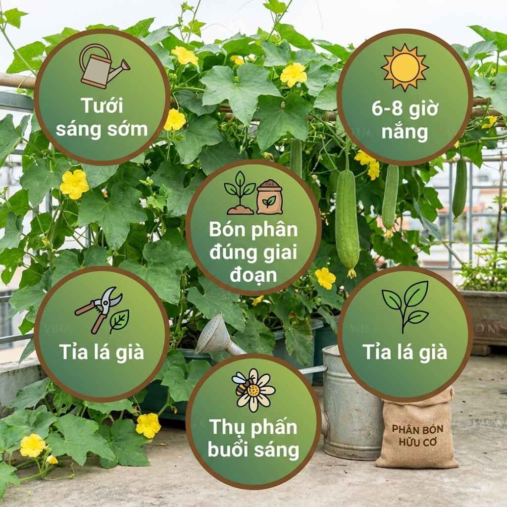 Chăm sóc mướp đúng cách để quả sai trĩu cành