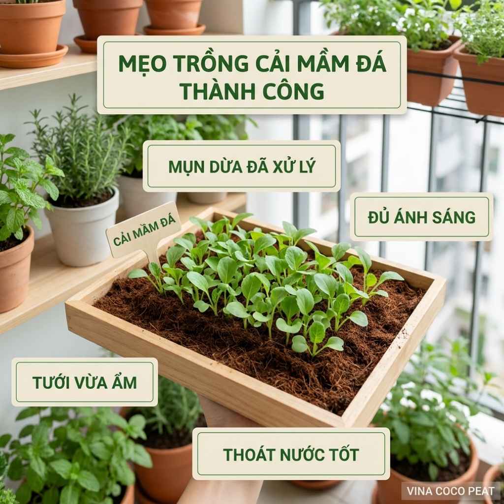 Mẹo trồng cải mầm đá thành công