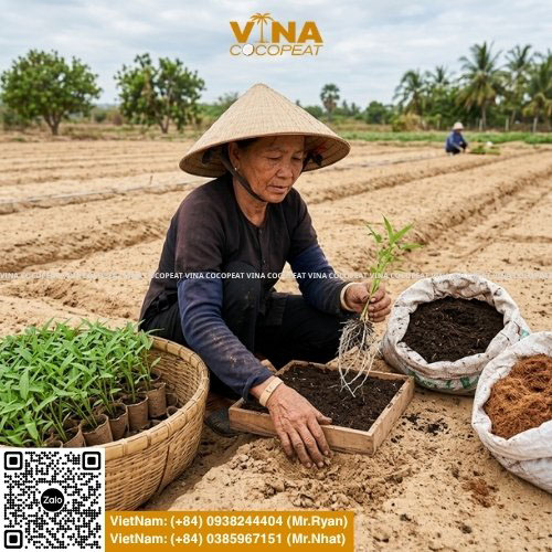 Ứng dụng mụn dừa cải tạo đất cát cho cây giống khỏe