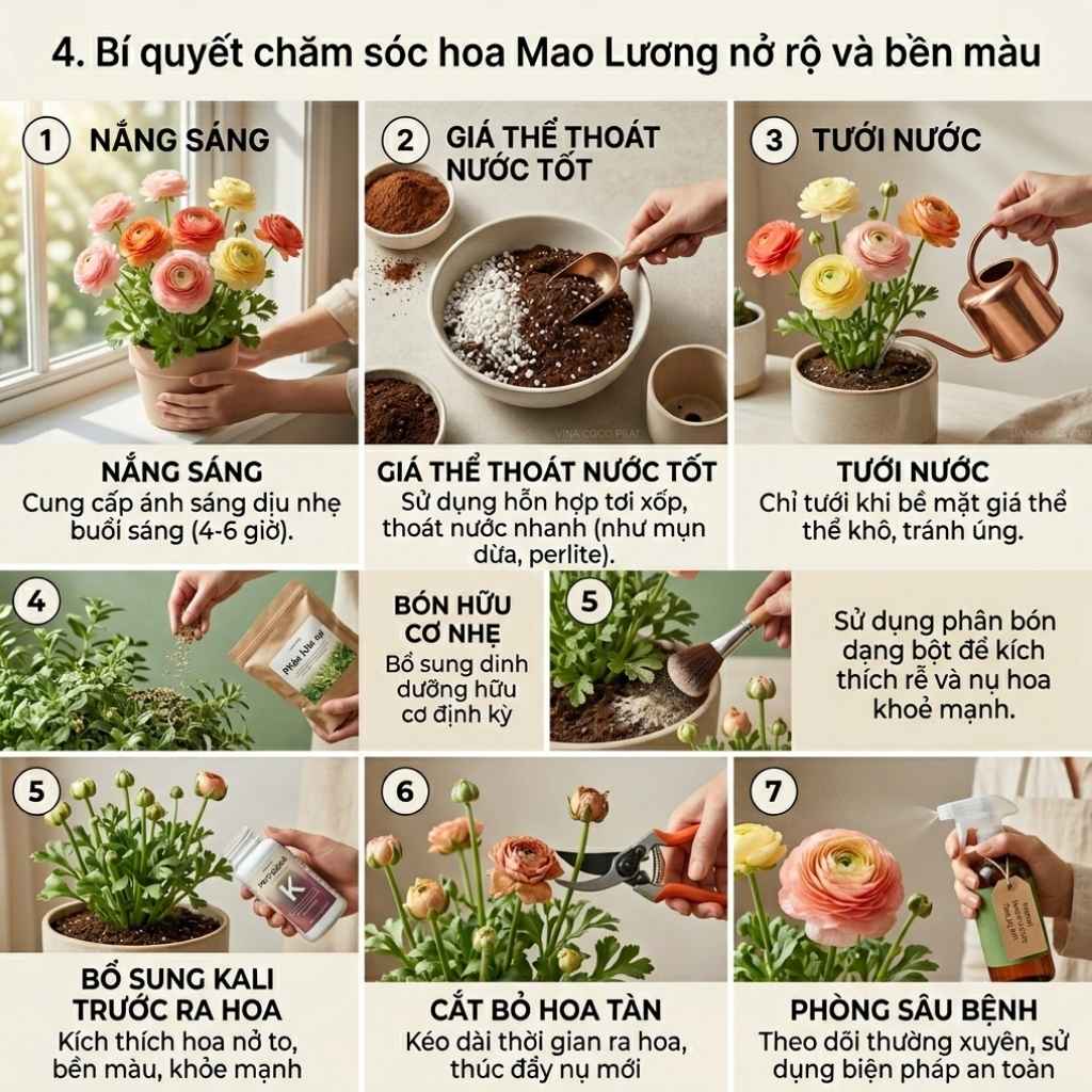 Bí quyết chăm sóc hoa Mao Lương nở rộ và bền màu