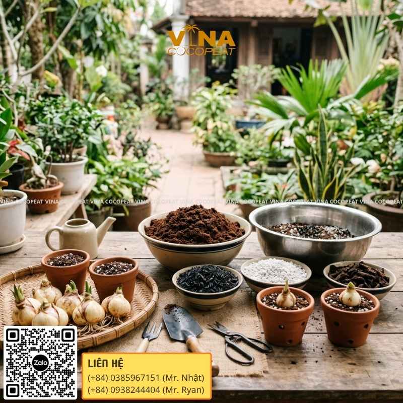 Mụn dừa trong trồng hoa thủy tiên