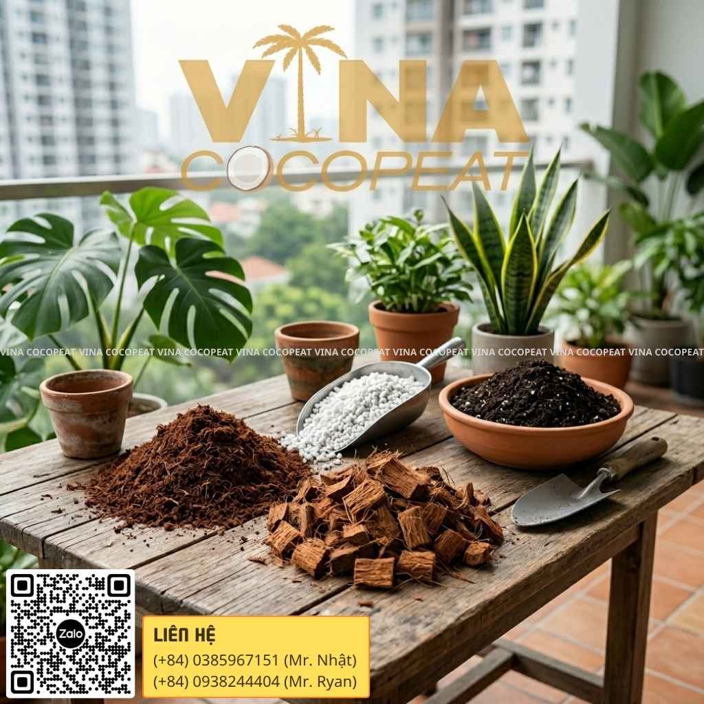 Mụn dừa – giá thể phù hợp cho cây kiểng đẹp, dễ chăm sóc