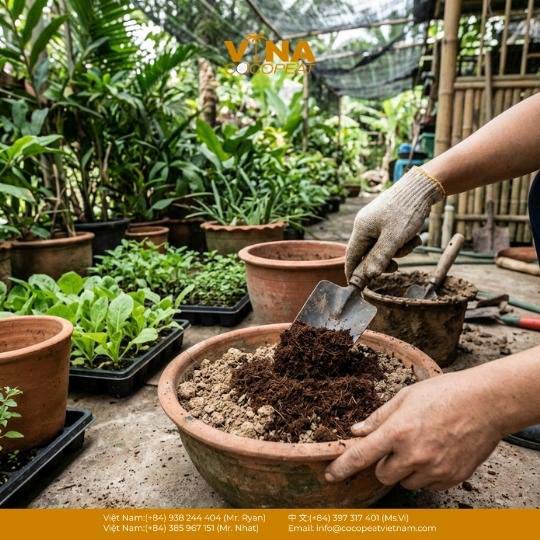 Khám phá 5 cách dùng mụn xơ dừa 500g đã xử lý để cải tạo đất, trồng rau sạch, phối trộn giá thể, phủ gốc và ươm cây con.