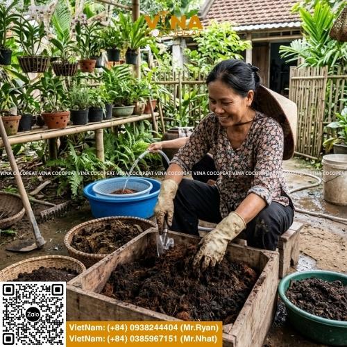 Tìm hiểu phân hữu cơ mụn dừa là gì, 5 lợi ích nổi bật, cách tự ủ tại nhà, công thức phối trộn theo cây trồng và tiêu chí chọn mụn dừa đạt chuẩn.