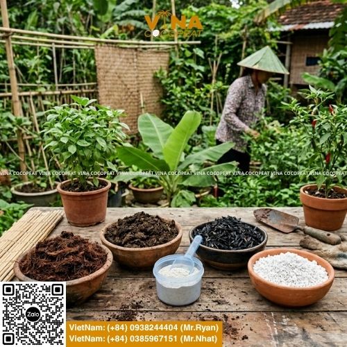 Hướng dẫn 7 bước biến mụn dừa thành phân bón hữu cơ tại nhà: thu gom, khử Tanin, xử lý Lignin, bổ sung Trichoderma, ủ hoai và phối trộn cho cây trồng.