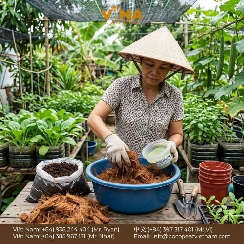 Khám phá 7 cách trồng cây bằng xơ dừa hiệu quả cho người mới: ươm hạt, trộn đất, trồng rau sạch, thủy canh và tái sử dụng giá thể.