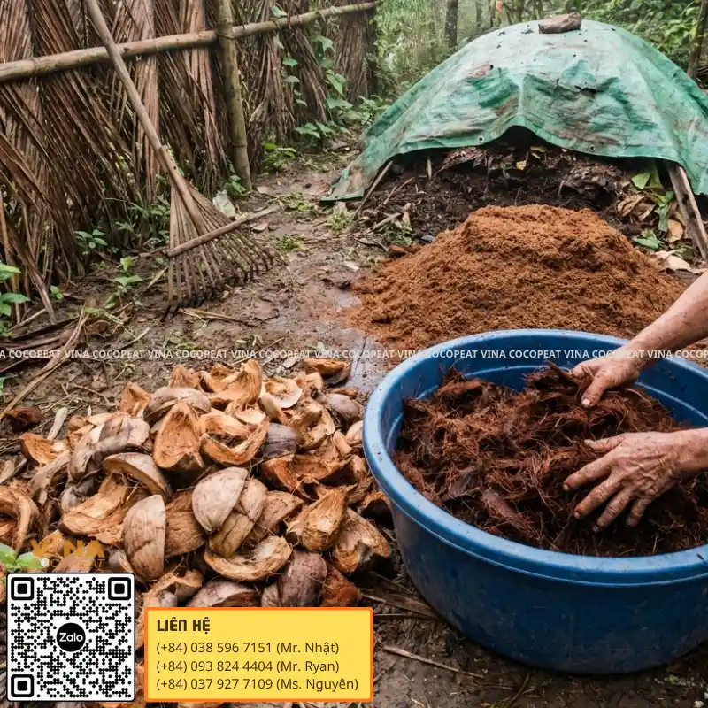 Cách ủ xơ dừa làm phân bón hữu cơ tại nhà