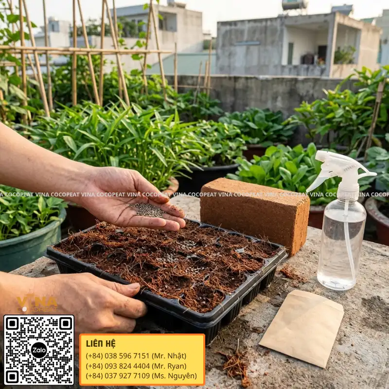 Hướng dẫn gieo hạt rau trên giá thể mụn dừa 500g tại nhà