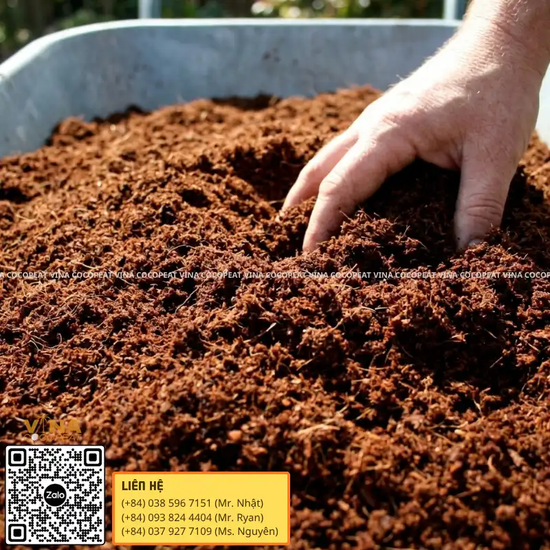 Mụn dừa đã xử lý tơi xốp giúp giữ ẩm và giữ dinh dưỡng cho cây