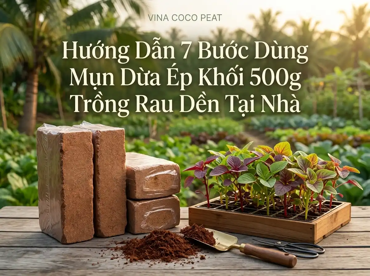 Hướng dẫn 7 bước dùng mụn dừa ép khối 500g trồng rau dền tại nhà