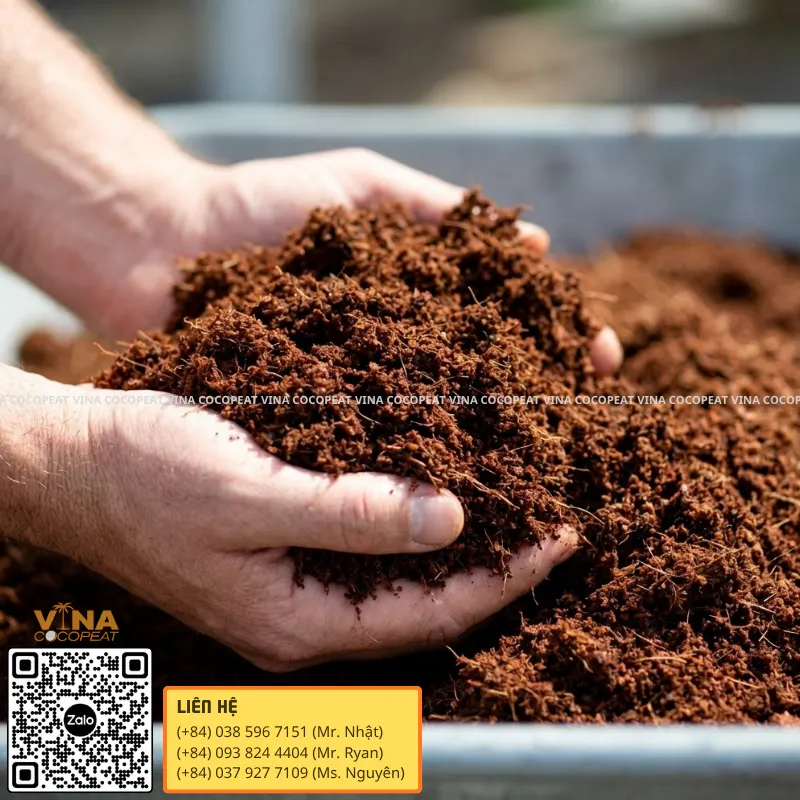 Mụn dừa đã xử lý tơi xốp dùng làm giá thể trồng cây sung Mỹ