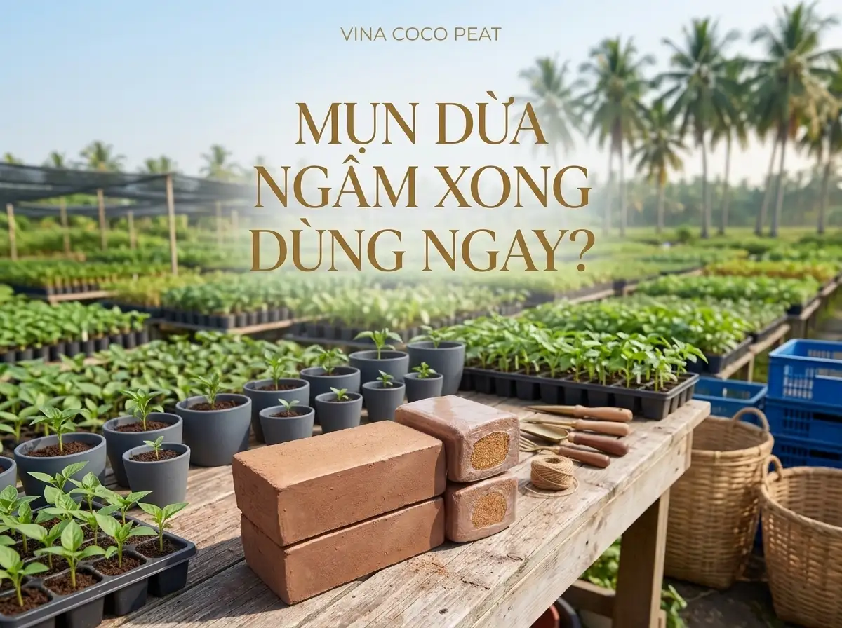 Mụn dừa sau khi ngâm có thể dùng ngay không tại vườn ươm Bến Tre