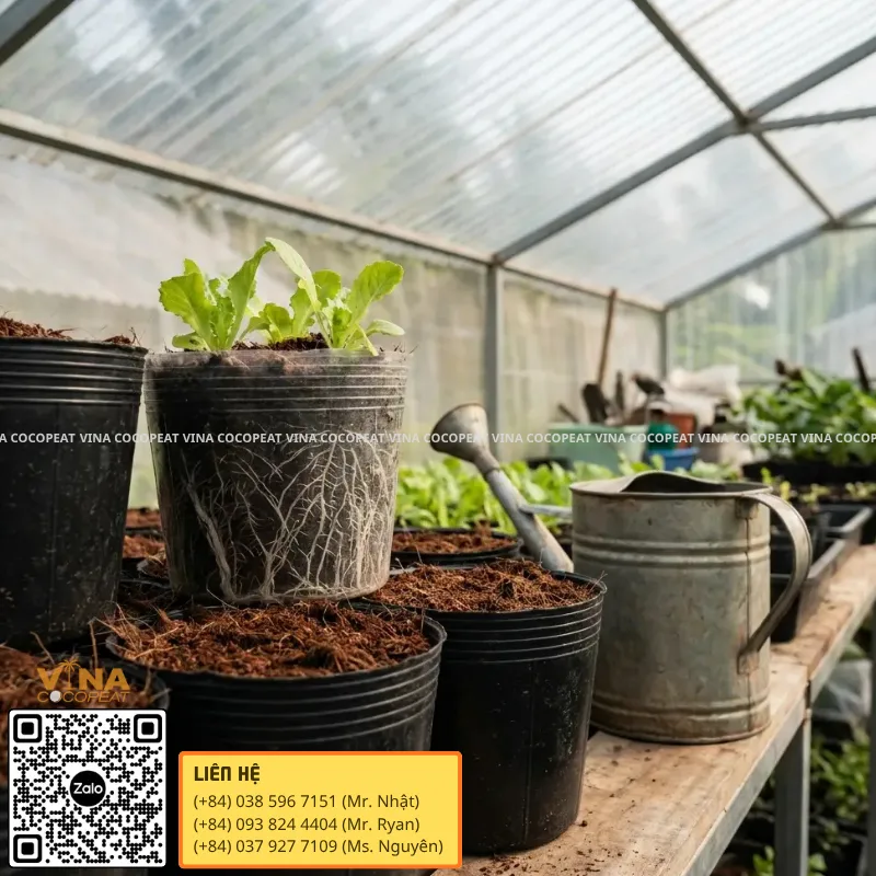 Mụn dừa Low EC giúp bộ rễ phát triển khỏe mạnh, giữ ẩm và tăng khả năng hấp thu dinh dưỡng