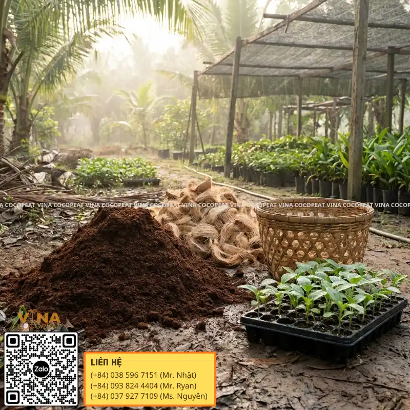 Ứng dụng mụn dừa xuất khẩu trong vườn ươm cây giống và nông nghiệp công nghệ cao