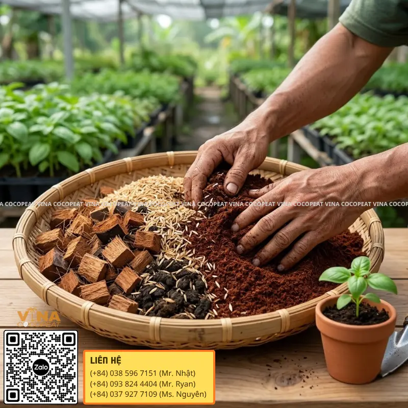 Cách phối trộn Coco Peat và Coco Chips làm giá thể trồng cây thoát nước tốt