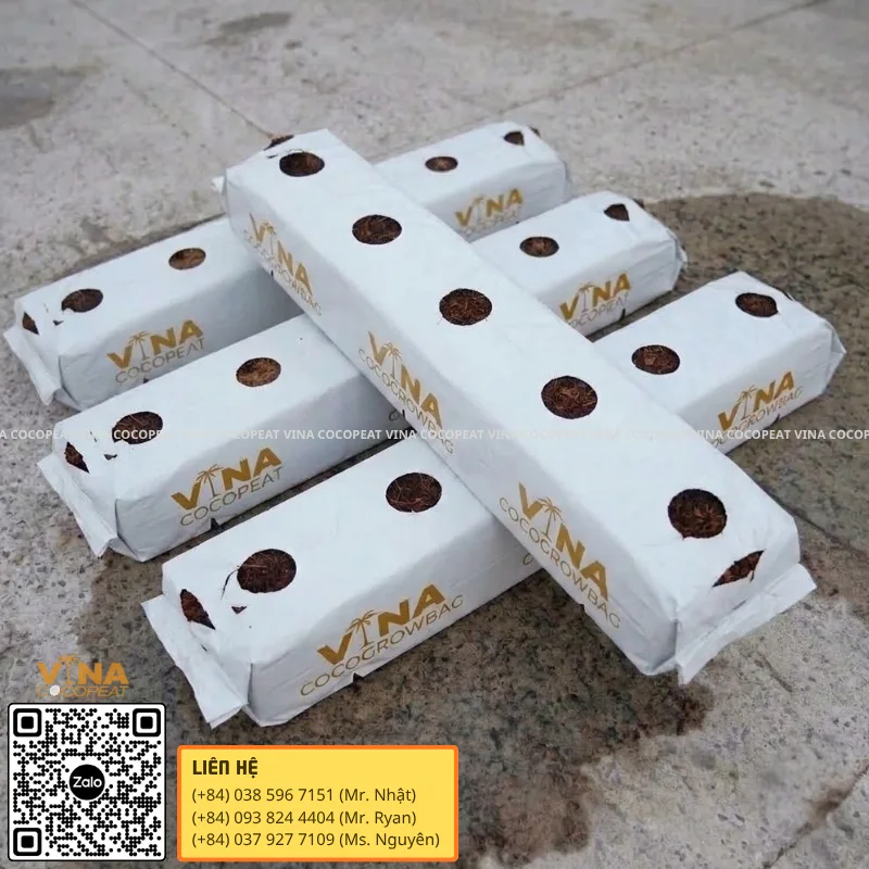Các túi giá thể xơ dừa ép thẻ grow bag đóng gói sẵn lỗ trồng cây