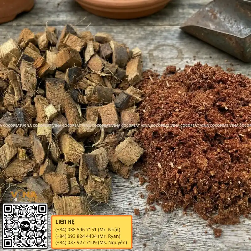 Coco Peat và Coco Chips dùng phối trộn giá thể giúp cân bằng giữ ẩm và thoát nước