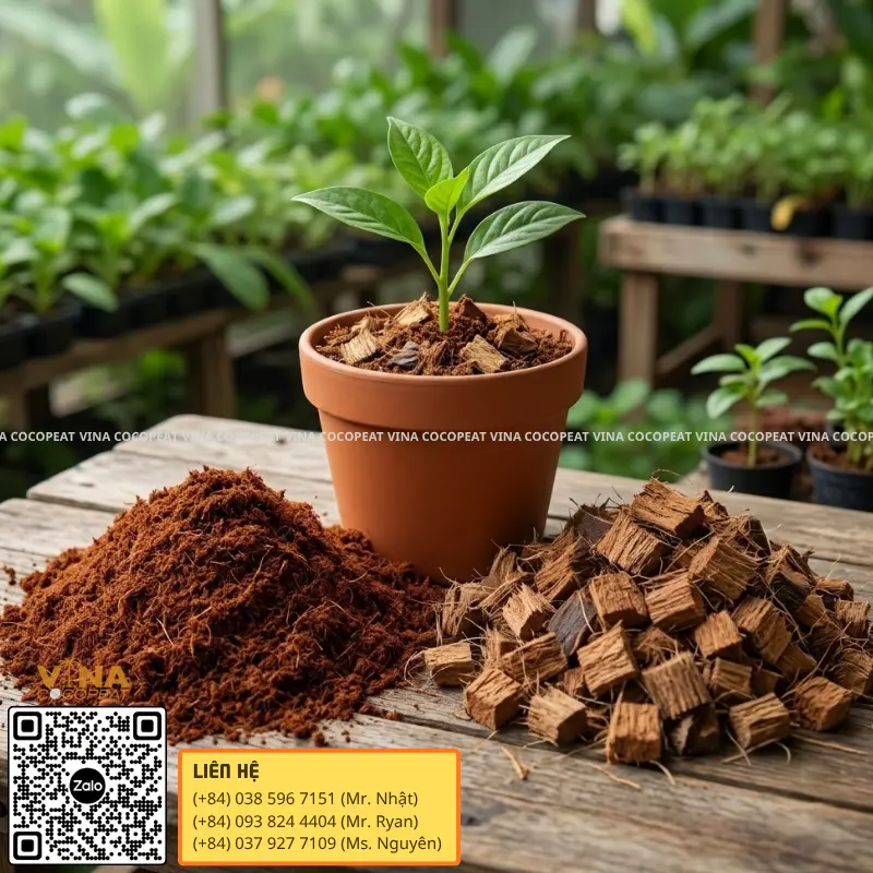Coco Chips giúp tăng độ thoáng khí giá thể và tạo khoảng rỗng cho vùng rễ cây