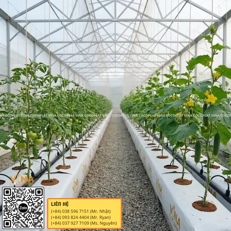 Giá thể sạch nông nghiệp trồng cà chua và dưa leo bằng Grow Bag xơ dừa