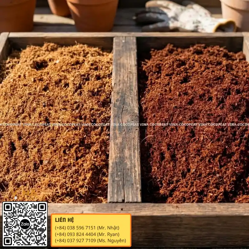 Phân biệt mụn dừa đã xử lý và mụn dừa thô qua màu sắc và kết cấu