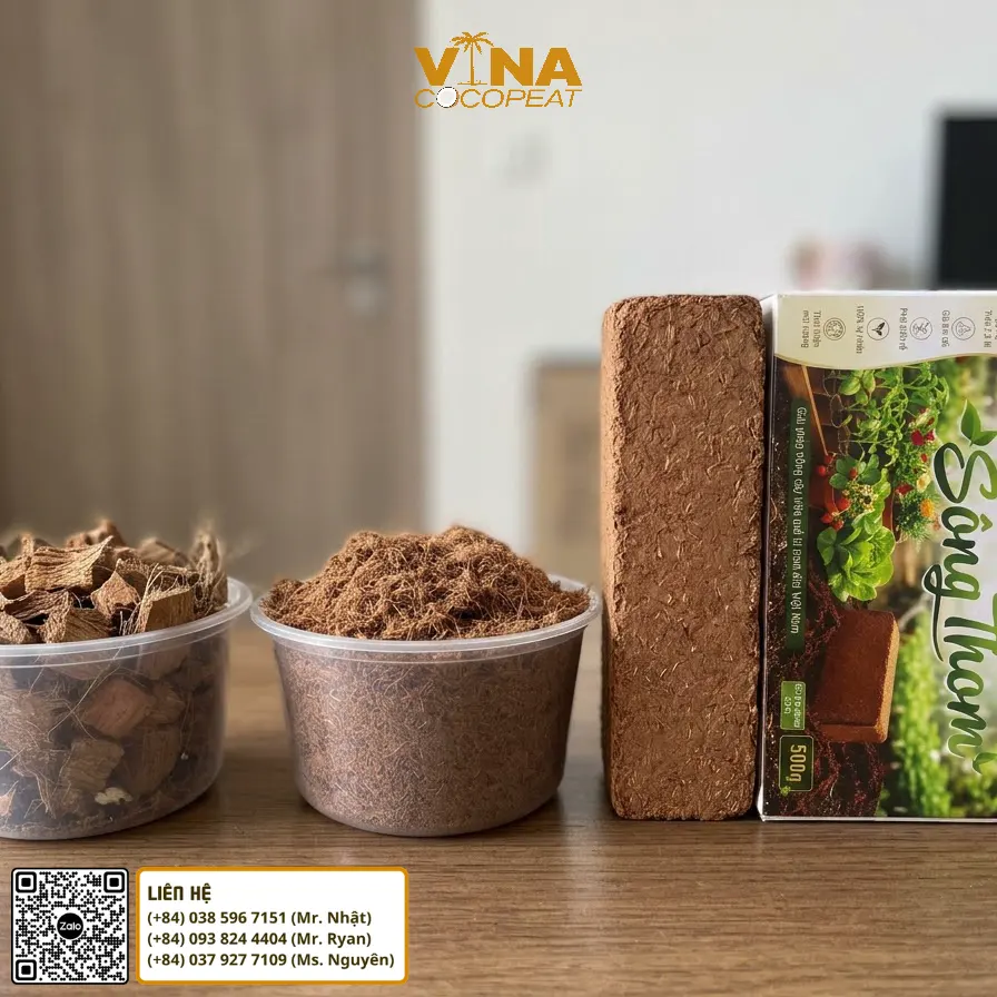 Đặc điểm mụn dừa Sông Thom xả chát dạng viên nén 500g có nguồn gốc từ vỏ dừa Bến Tre
