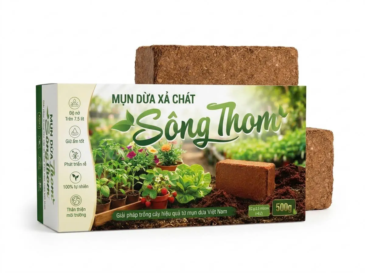 Viên nén mụn dừa xả chát Sông Thom 500g