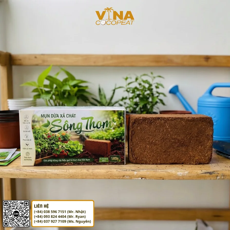 Mụn dừa Sông Thom đã qua xử lý xả chát dạng viên nén 500g dùng làm giá thể trồng cây