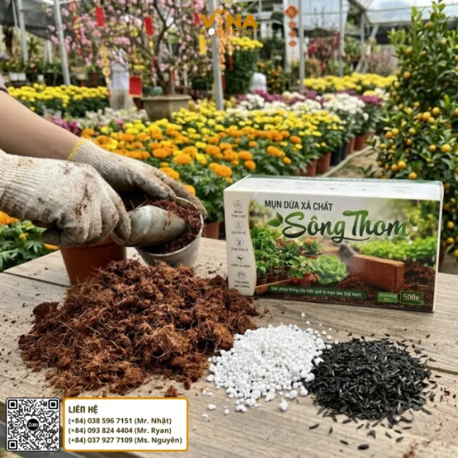 Trồng cây bằng giá thể mụn dừa Sông Thom 500g đã xả chát cho vườn phố và cây trồng tại nhà