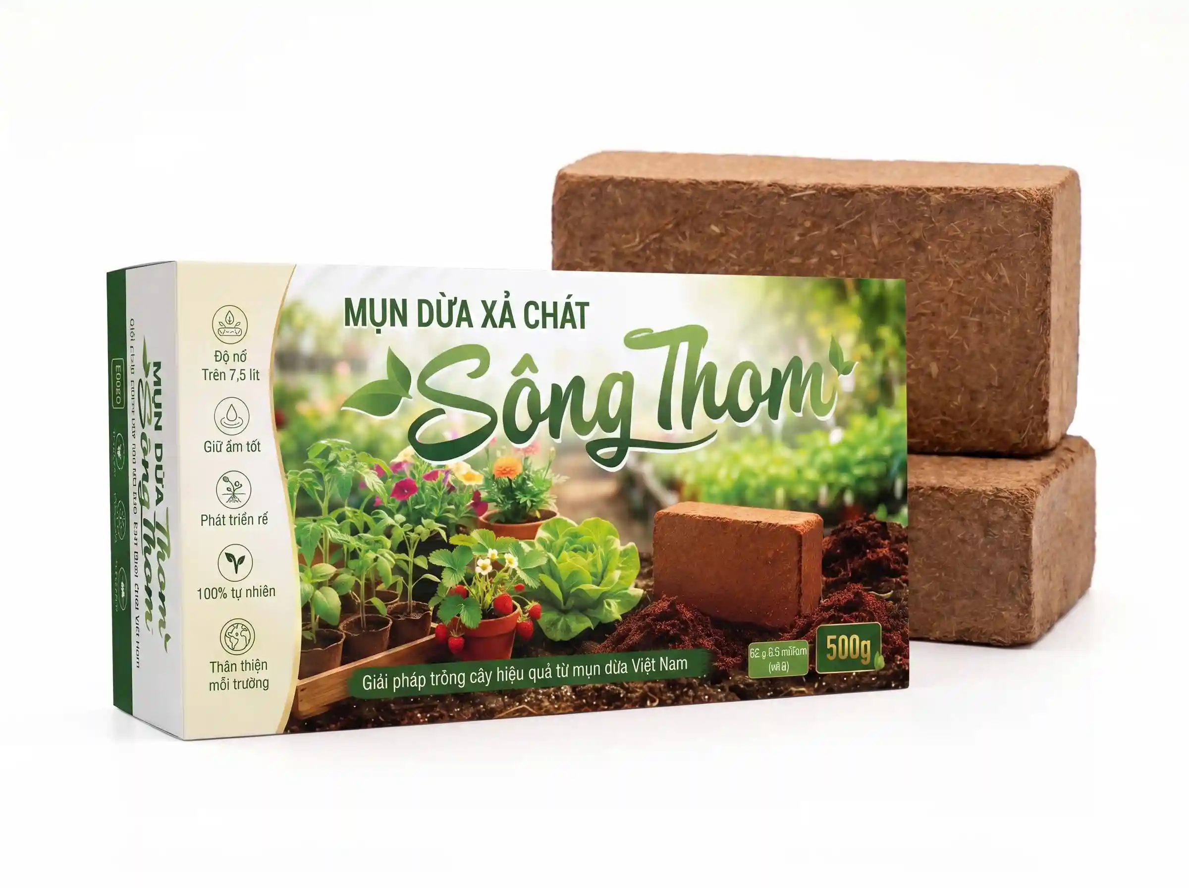Viên Nén Mụn Dừa Xả Chát Sông Thom 500g