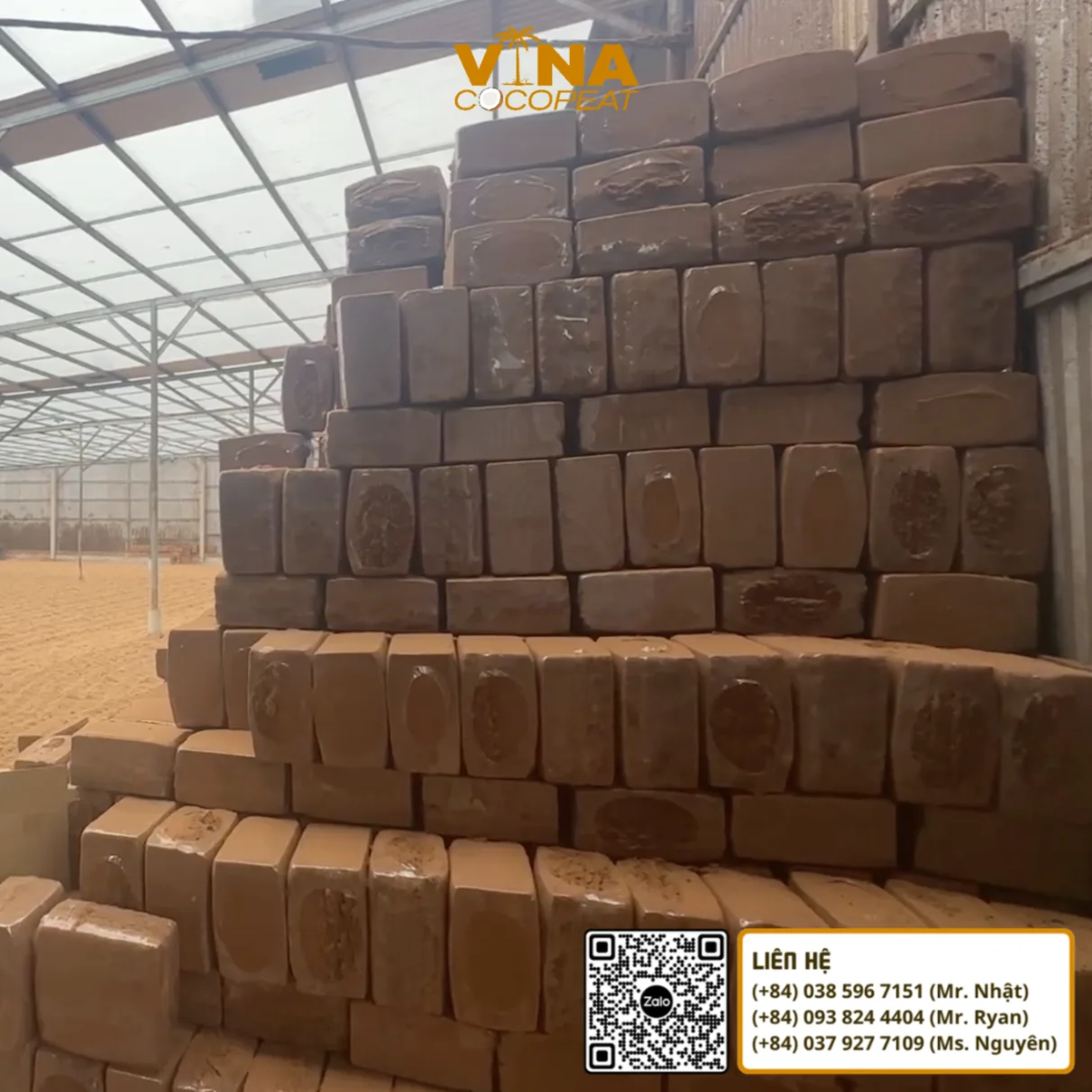 Nguồn mụn dừa ép khối số lượng lớn phục vụ khách hàng nhà vườn đại lý và đơn vị thương mại
