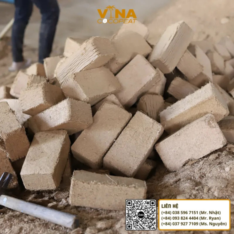 Mụn dừa ép nén số lượng lớn tại xưởng phục vụ nhu cầu mua sỉ và phân phối giá thể